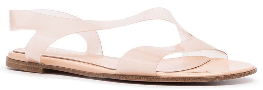 The Metropolis summer sandals feature a slingback silhouette with clear PVC straps