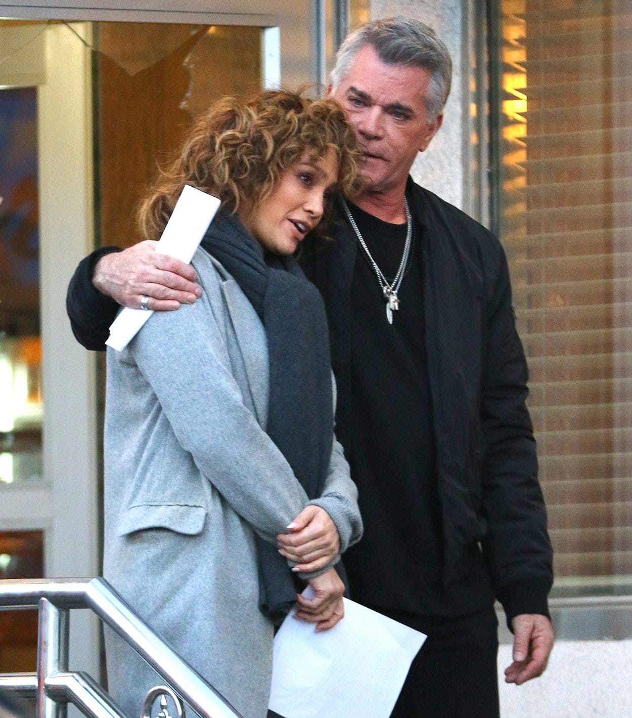 Jennifer Lopez and Ray Liotta filming the American crime drama television series Shades of Blue in New York City