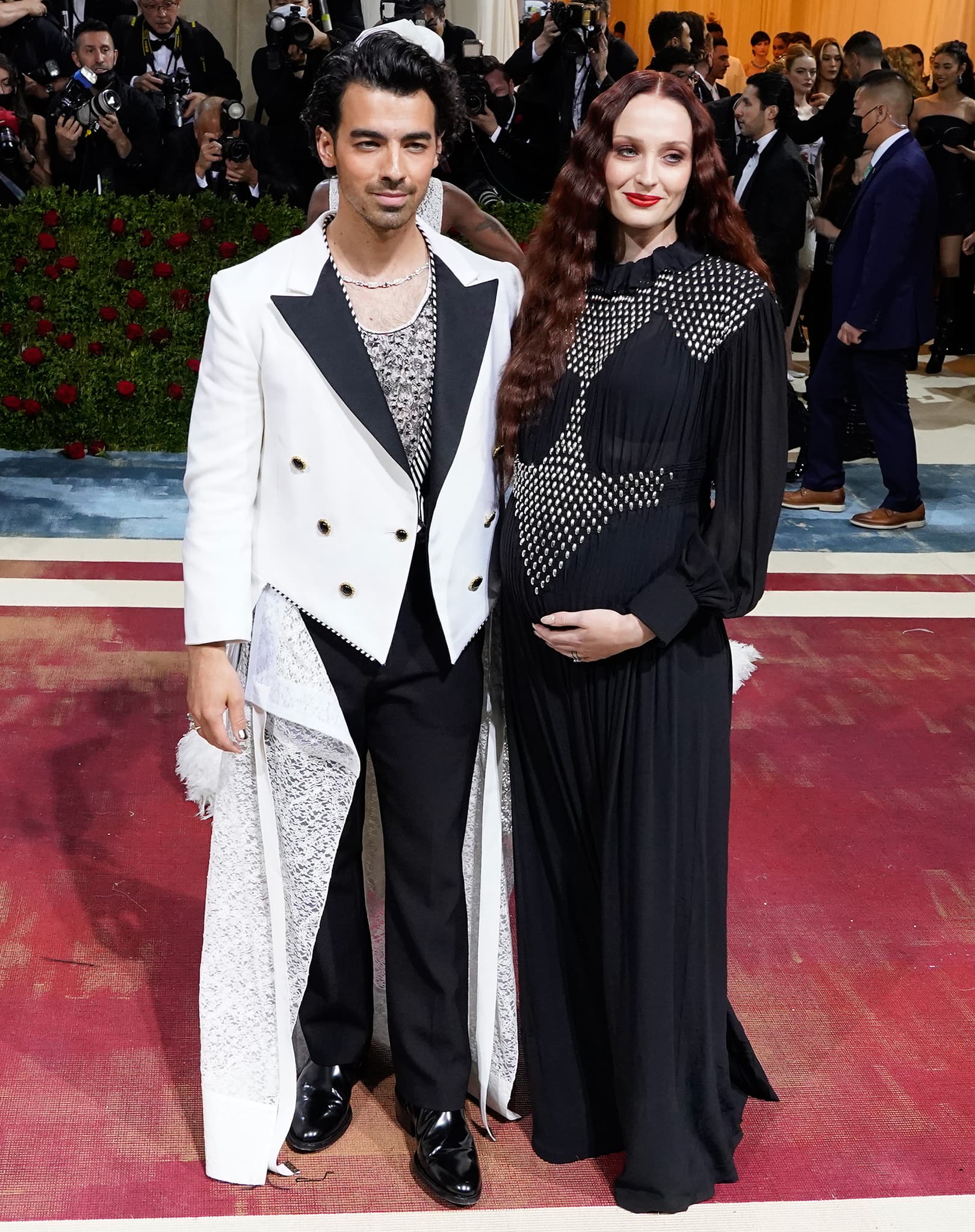 Joe Jonas and Sophie Turner in Louis Vuitton ensembles at the 2022 Met Gala