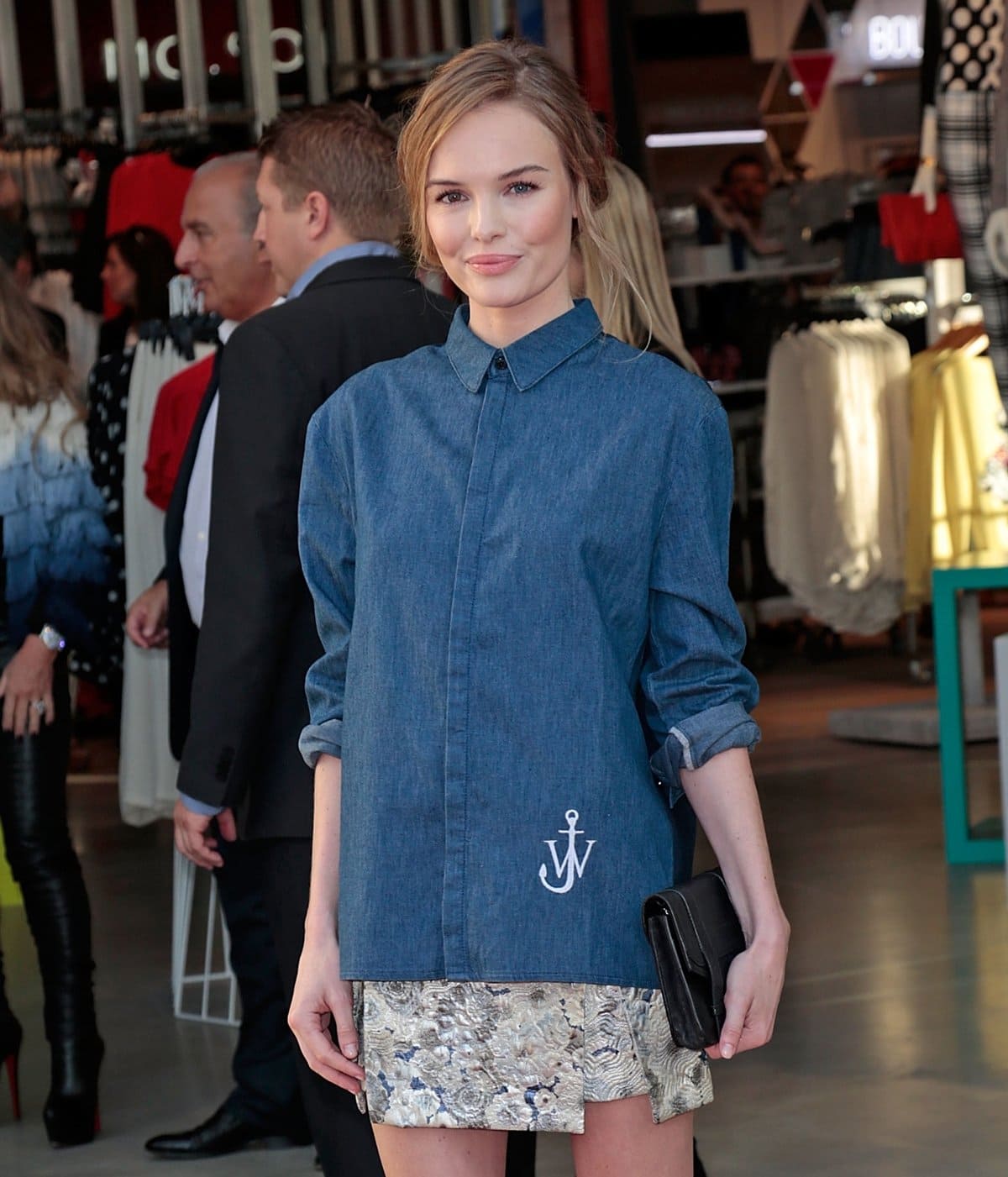 Kate Bosworth carries a Proenza Schouler PS1 clutch at the official launch of the first Topshop LA store
