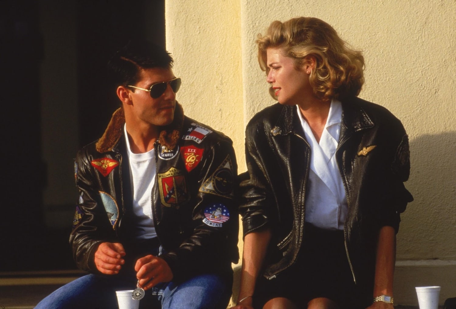 Kelly McGillis as Charlotte Charlie Blackwood and Tom Cruise as LT Pete "Maverick" Mitchell in the 1986 American action drama film Top Gun