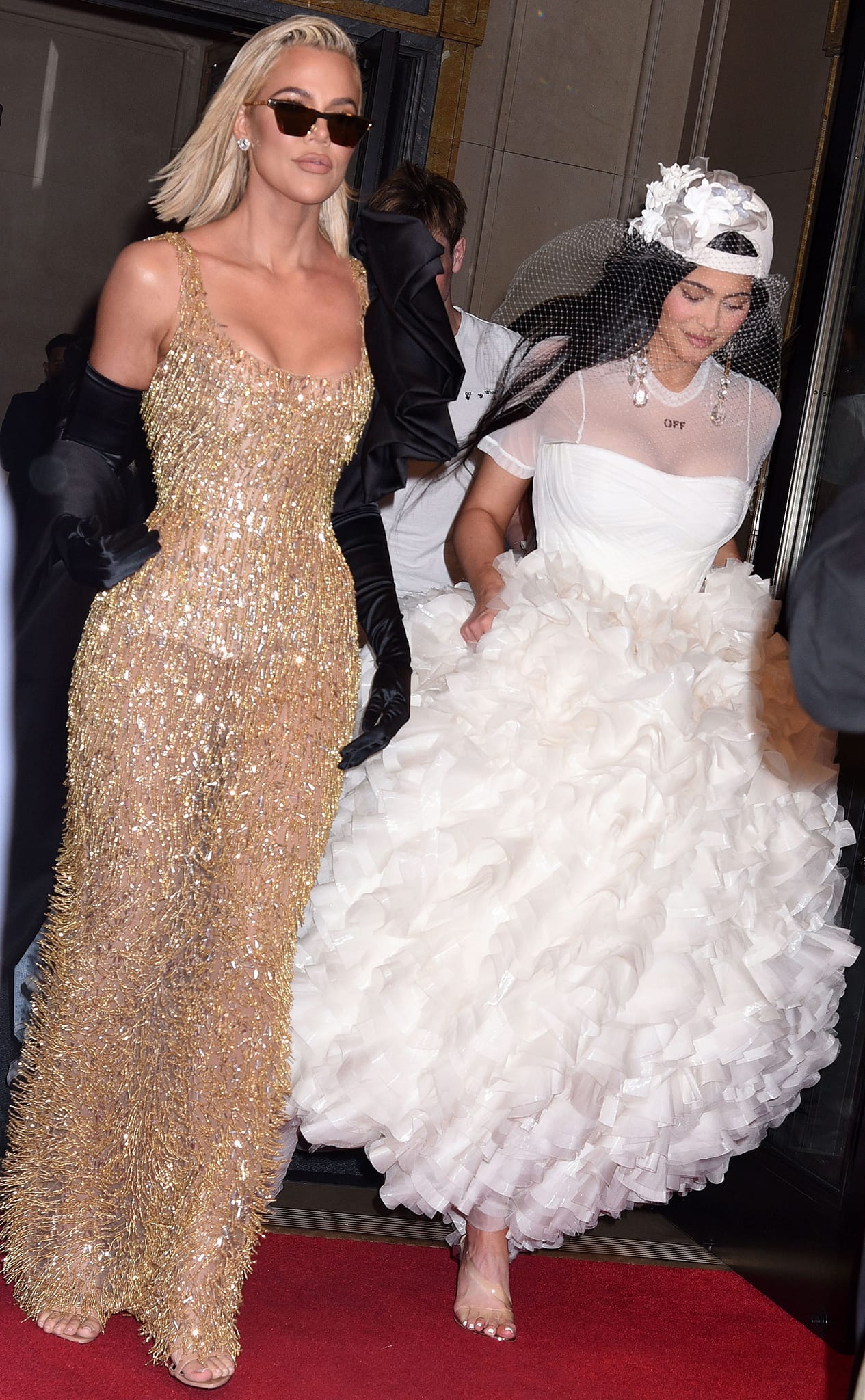 Khloe Kardashian and Kylie Jenner leaving the Ritz Carlton hotel for Met Gala 2022 on May 2, 2022