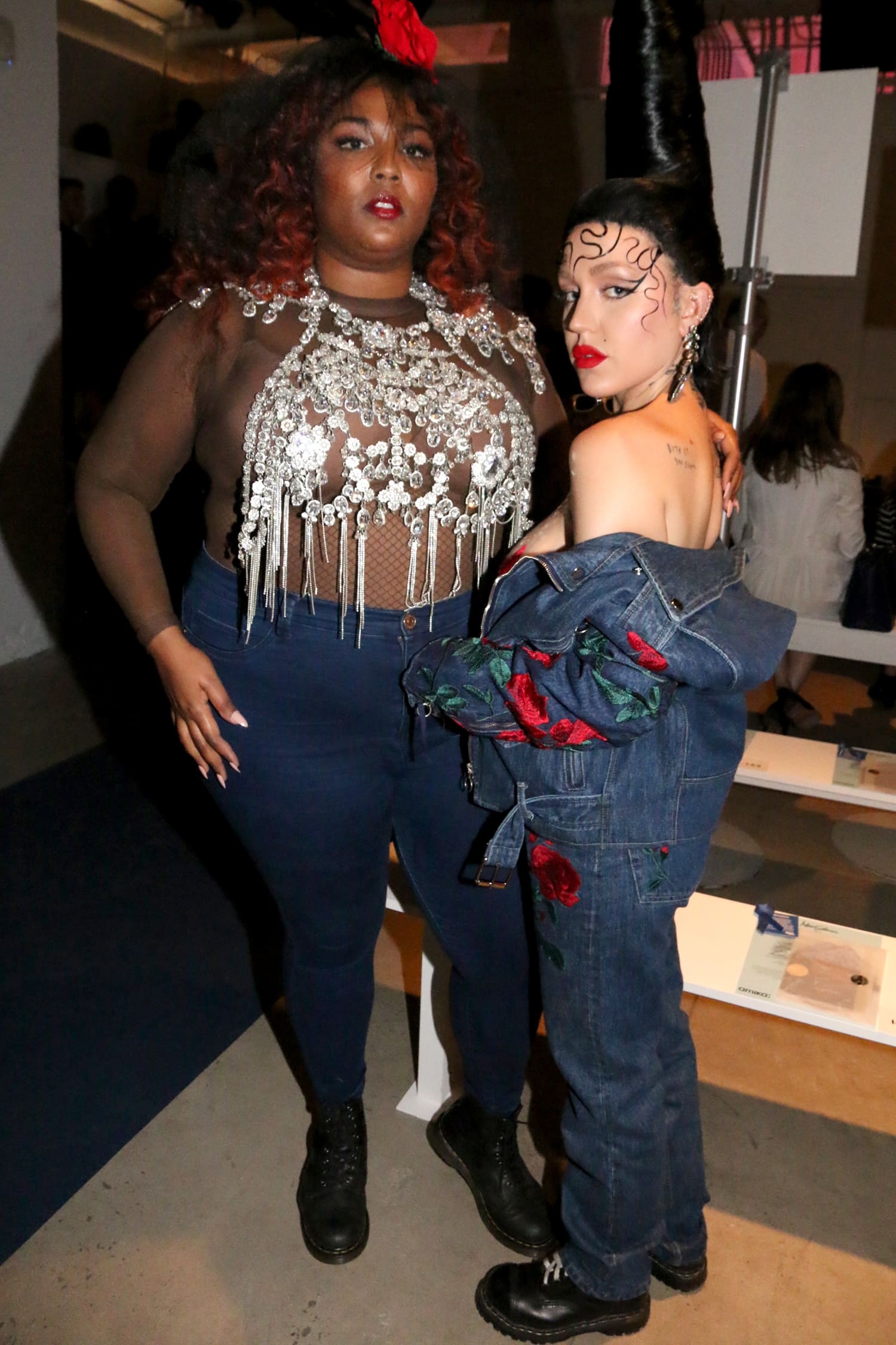 Singers Lizzo and Brooke Candy attend the Adam Selman fashion show during New York Fashion Week