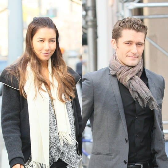 Matthew Morrison of 'Glee' and his model girlfriend Renee Puente wear chic scarves on a date in Manhattan