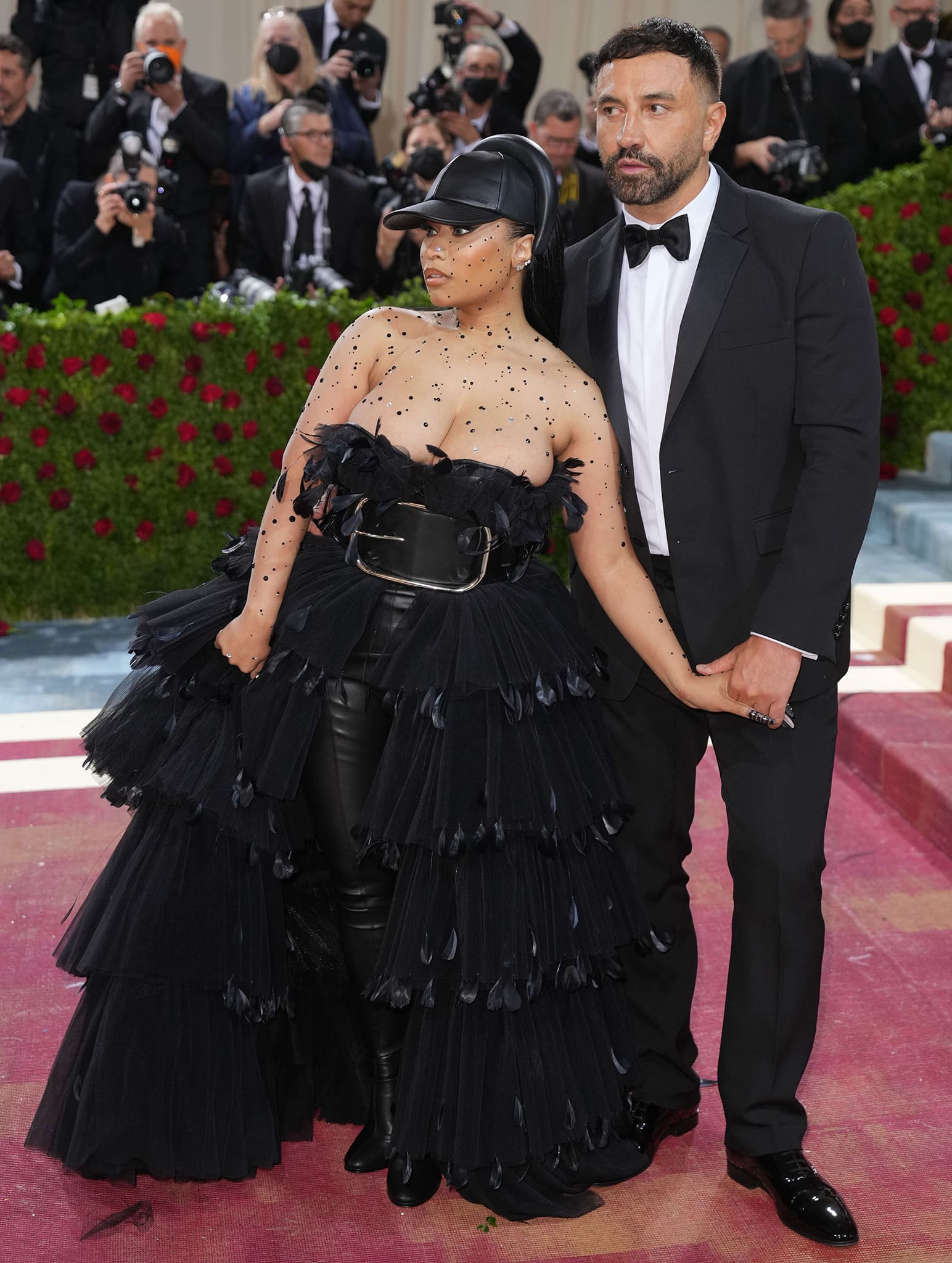 Nicki Minaj was joined on the red carpet by Burberry chief creative officer Riccardo Tisci