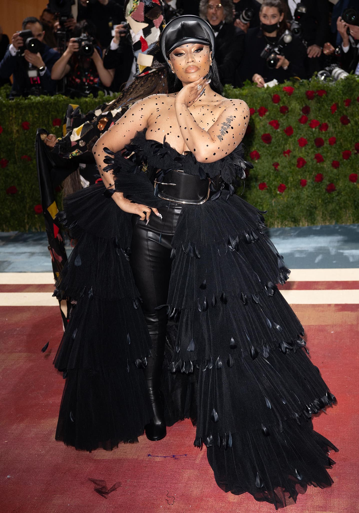 Nicki Minaj wears an all-black figure-hugging Burberry outfit at the 2022 Met Gala