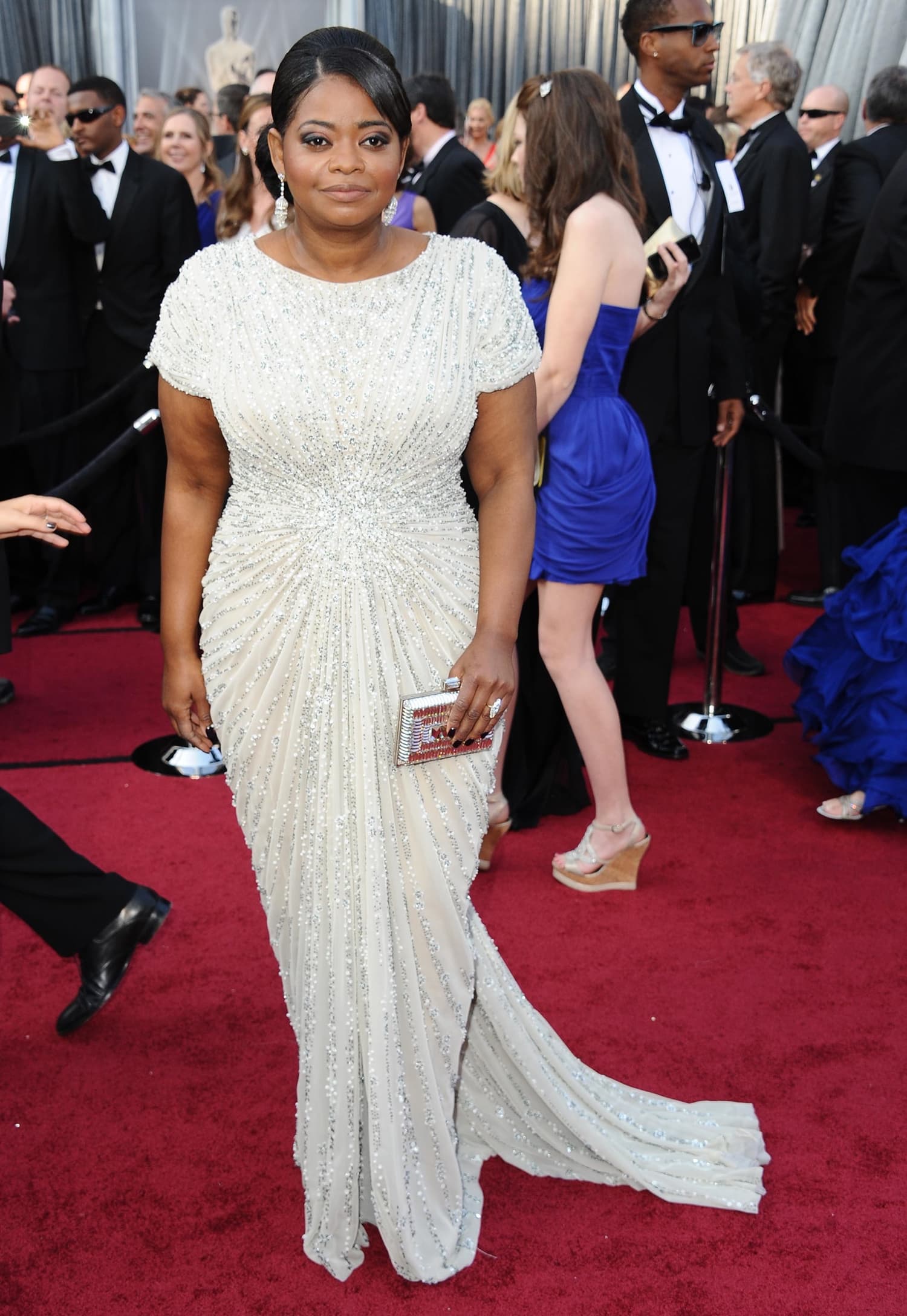 Octavia Spencer in a Tadashi Shoji dress with Jimmy Choo shoes, Neil Lane jewelry, and a Judith Leiber clutch at the 84th Annual Academy Awards