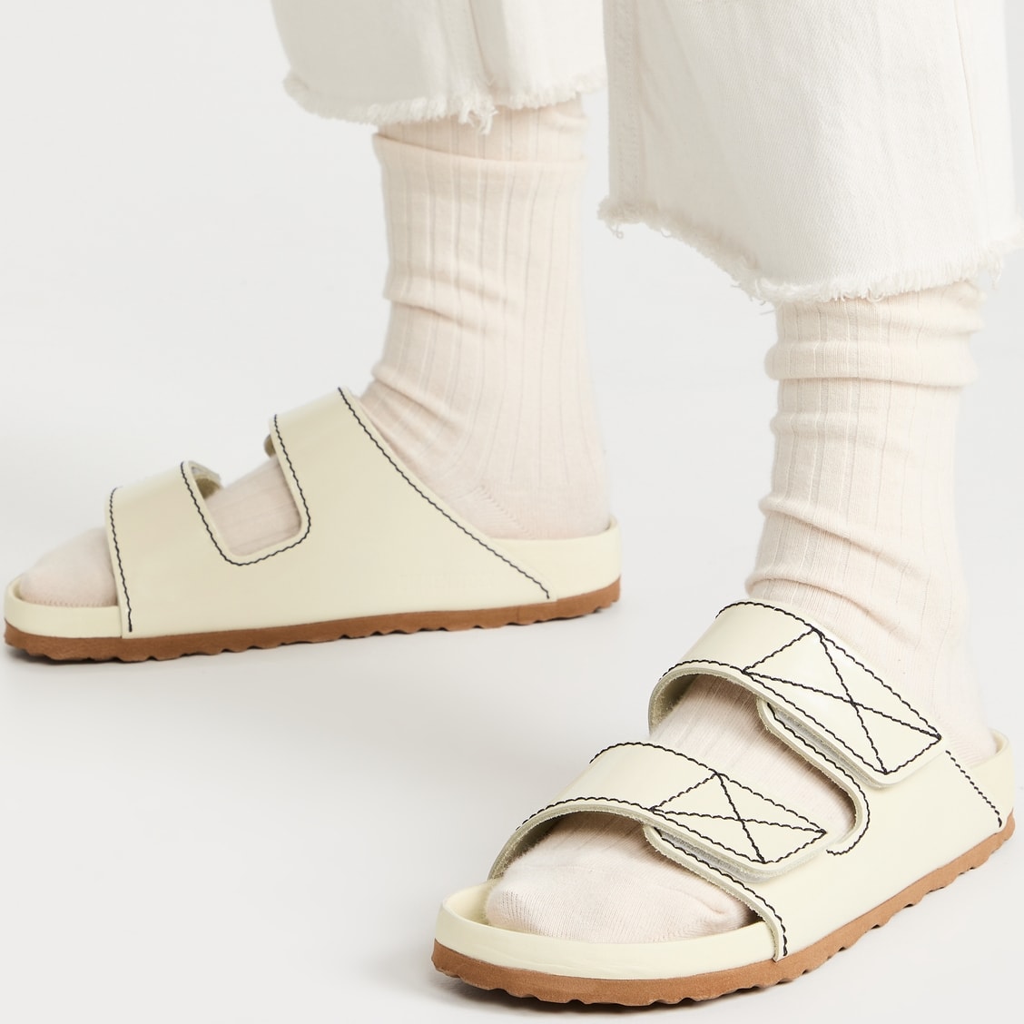 A reimagined pair of Birkenstock's classic Arizona sandals made in collaboration with Proenza Schouler