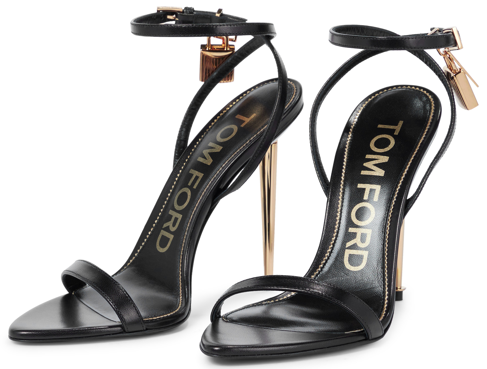 These Tom Ford sandals are defined by the padlock charms hanging from the ankle straps
