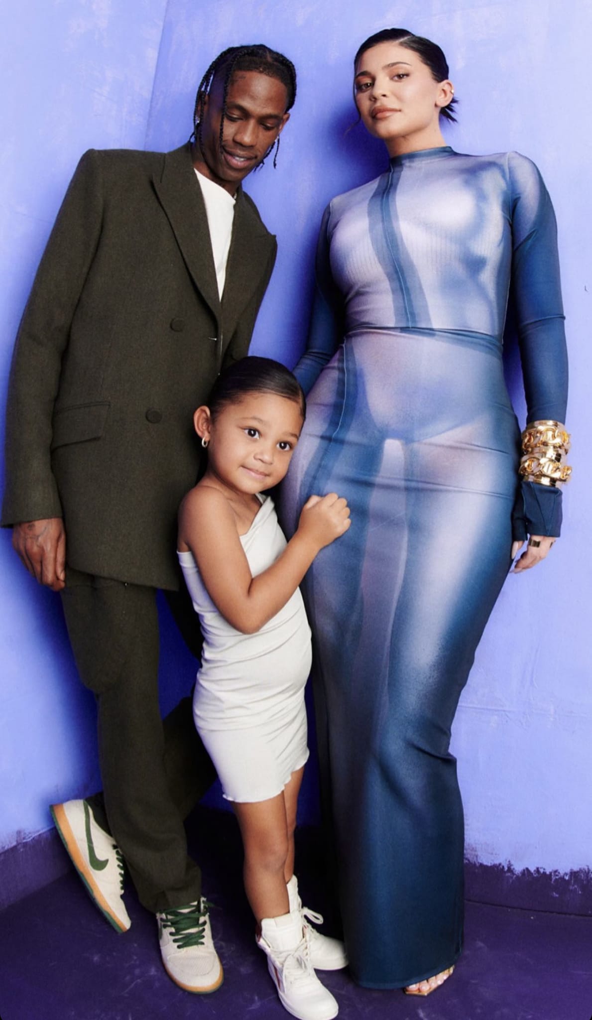 Travis Scott and Kylie Jenner attend the 2022 Billboard Music Awards with their daughter Stormi