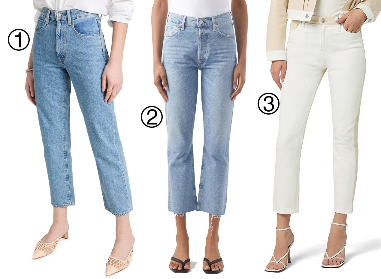 1. SLVRLAKE London Crop Jeans; 2. Citizens of Humanity Charlotte Cropped Straight-leg Jeans; 3. Hudson Jeans Holly High-Rise Straight Crop