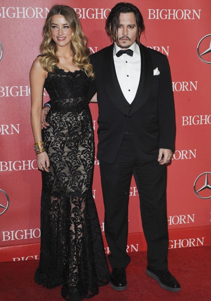 Amber Heard with her husband Johnny Depp at the 27th Annual Palm Springs International Film Festival Awards Gala