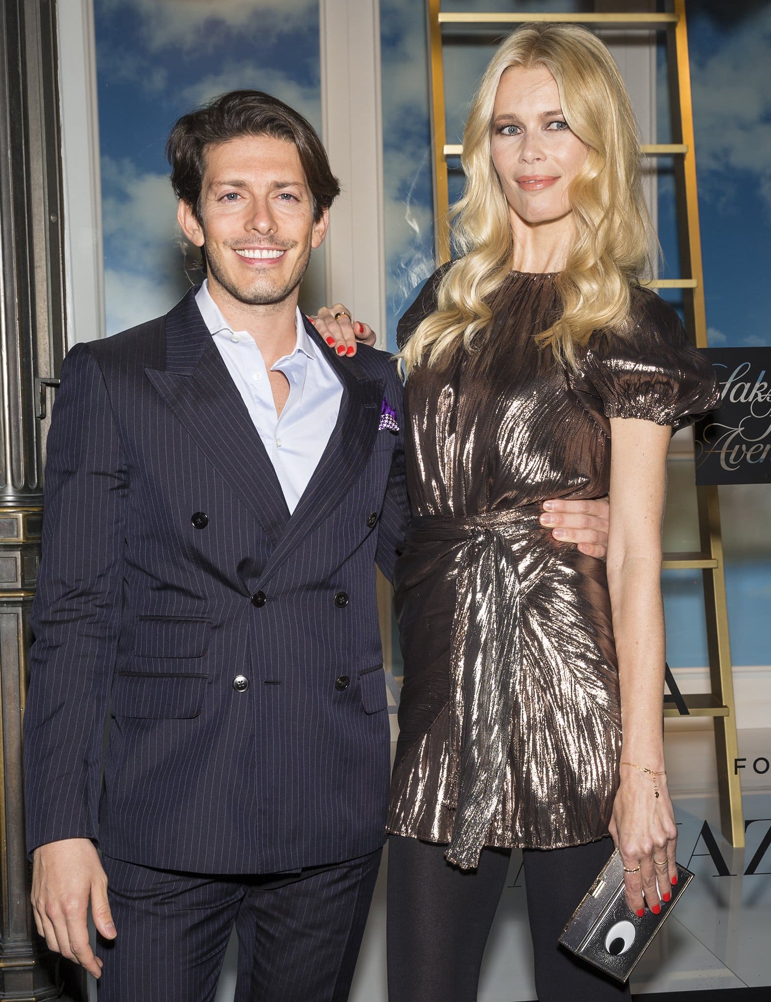 Edgardo Osorio and Claudia Schiffer attend the Claudia Schiffer for Aquazzura Launch at Saks Fifth Avenue on October 17, 2017