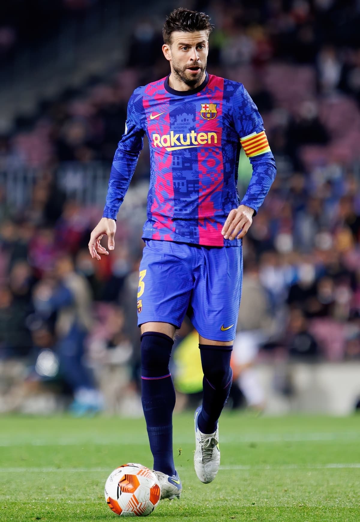 Spanish professional footballer Gerard Piqué Bernabeu plays as a center-back for La Liga club Barcelona