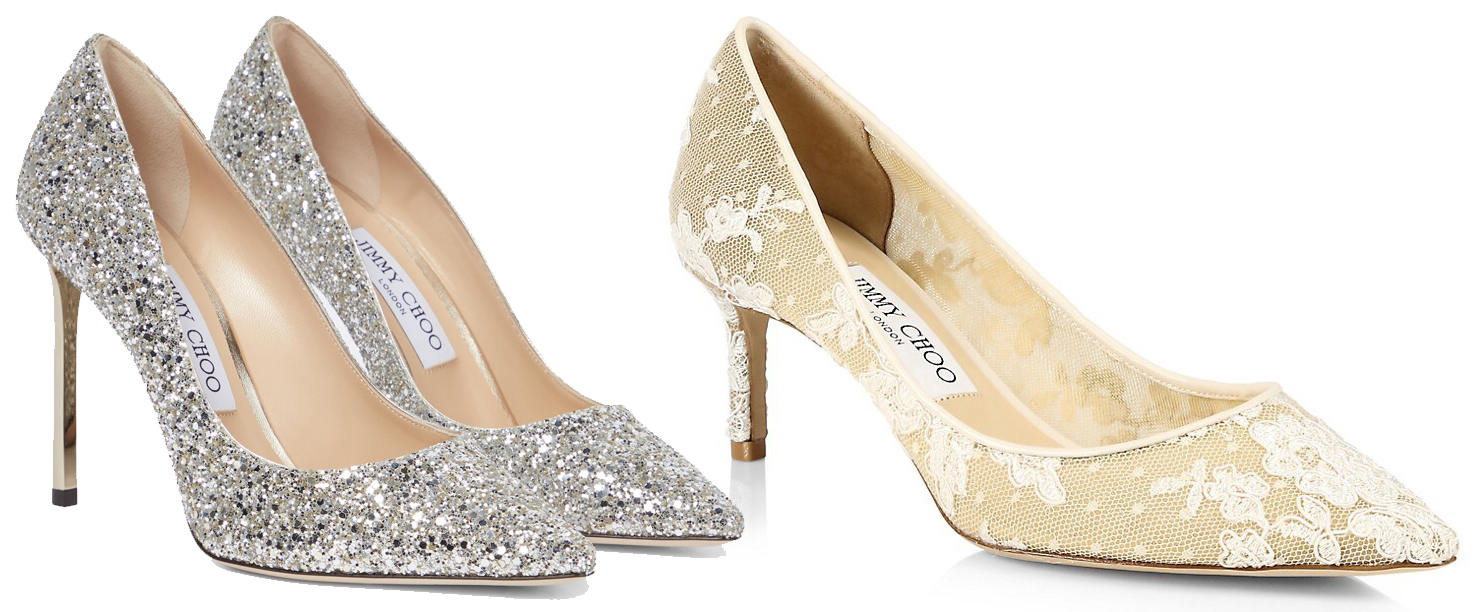 The Jimmy Choo Romy pumps come in a variety of versions, with the glitter and lace being the popular ones for special occasions