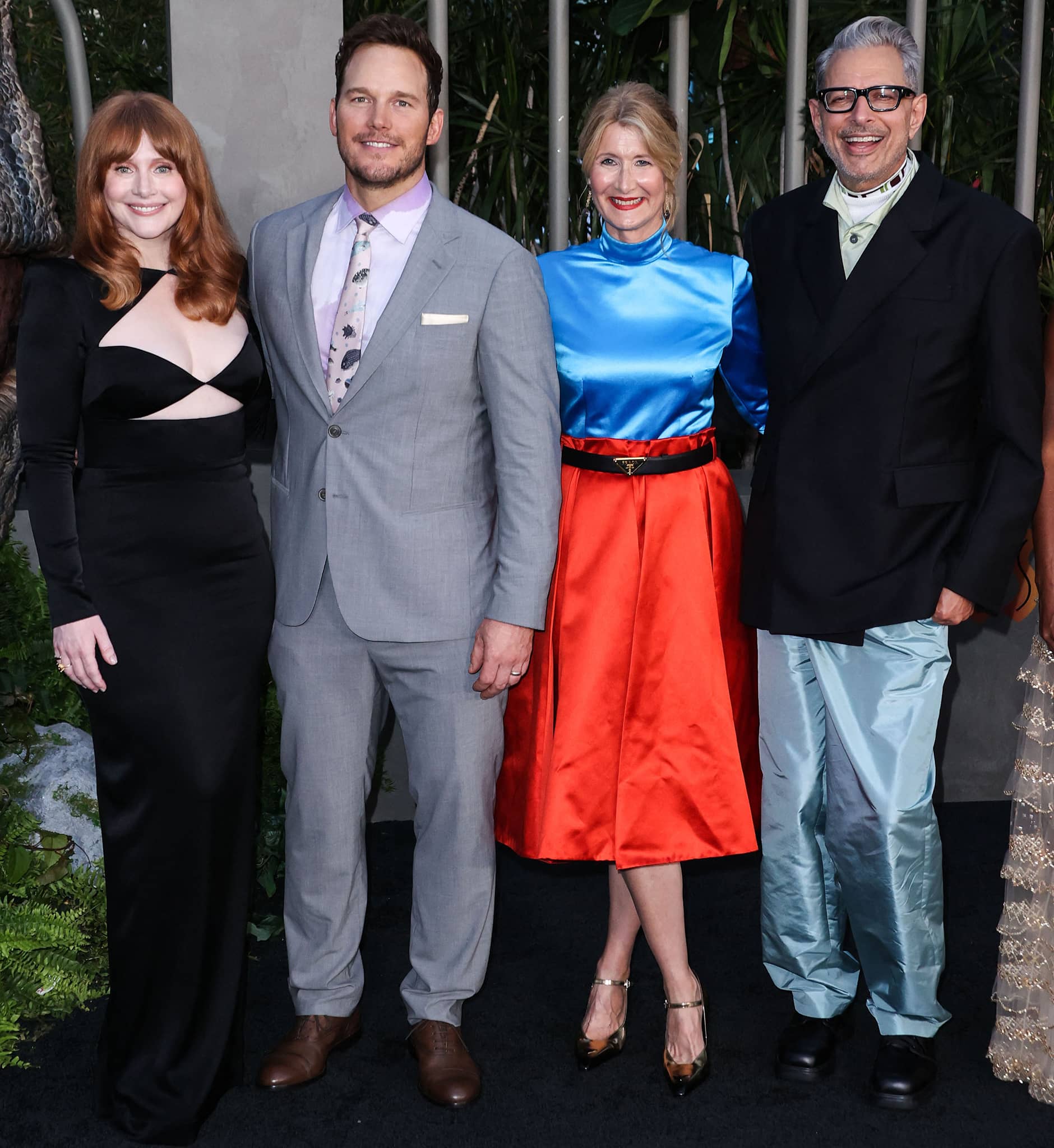 Bryce Dallas Howard, Chris Pratt, Laura Dern, and Jeff Goldblum at the Los Angeles premiere of Jurassic World Dominion on June 6, 2022