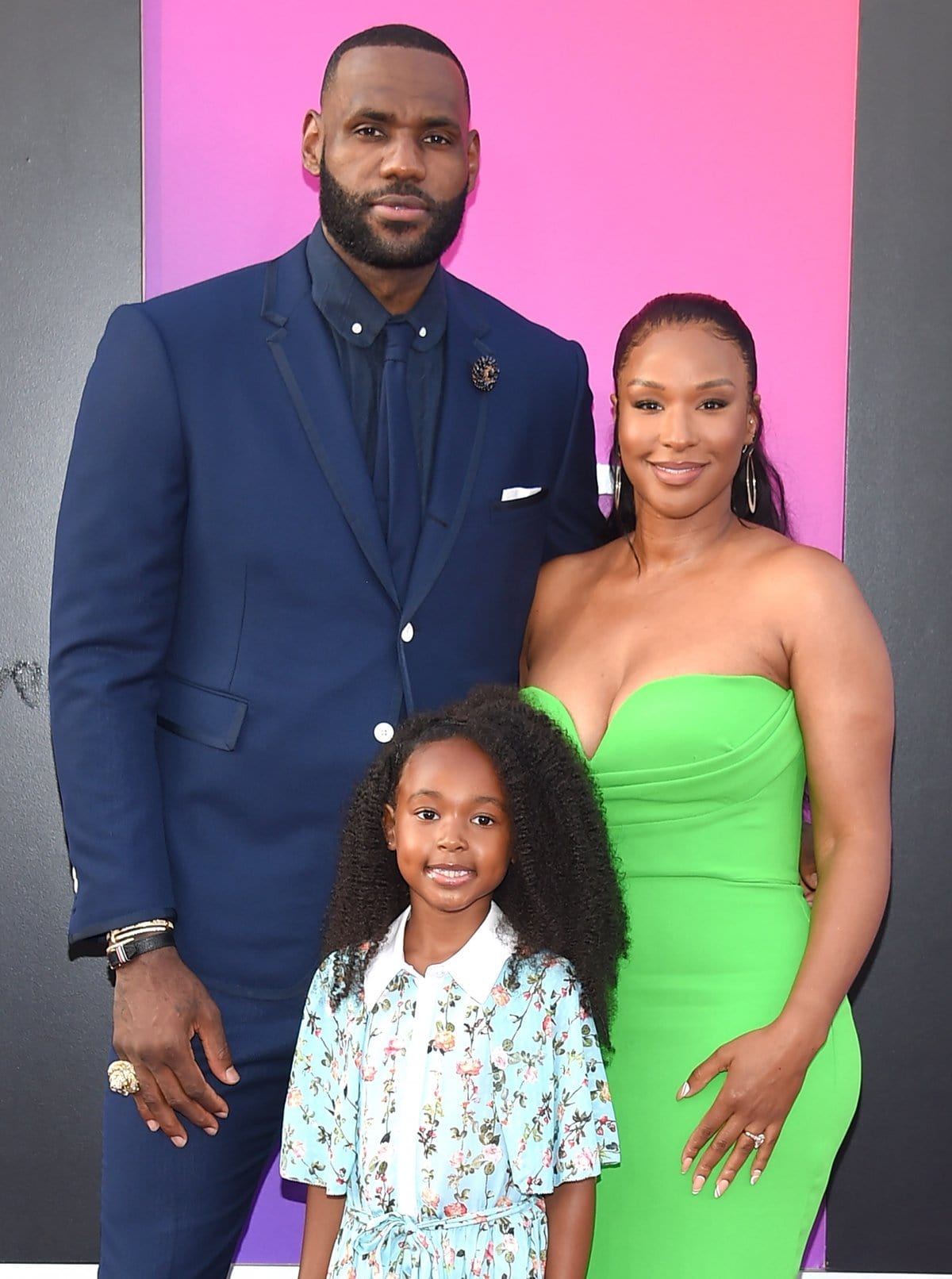 LeBron James, Savannah Brinson, and their daughter Zhuri Nova James attend the Premiere of Warner Bros "Space Jam: A New Legacy"