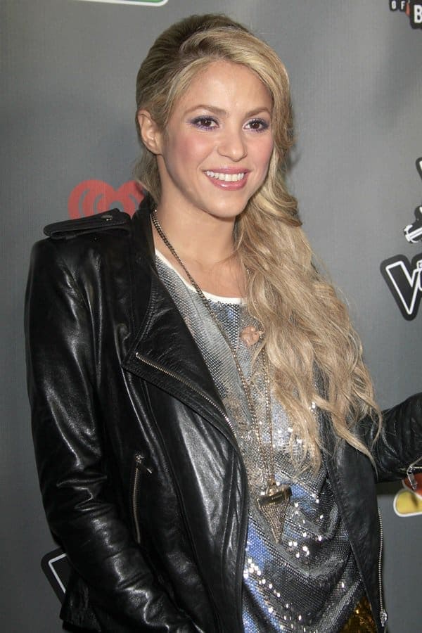 Shakira in a leather jacket at "The Voice" Season 4 Top 12 Event