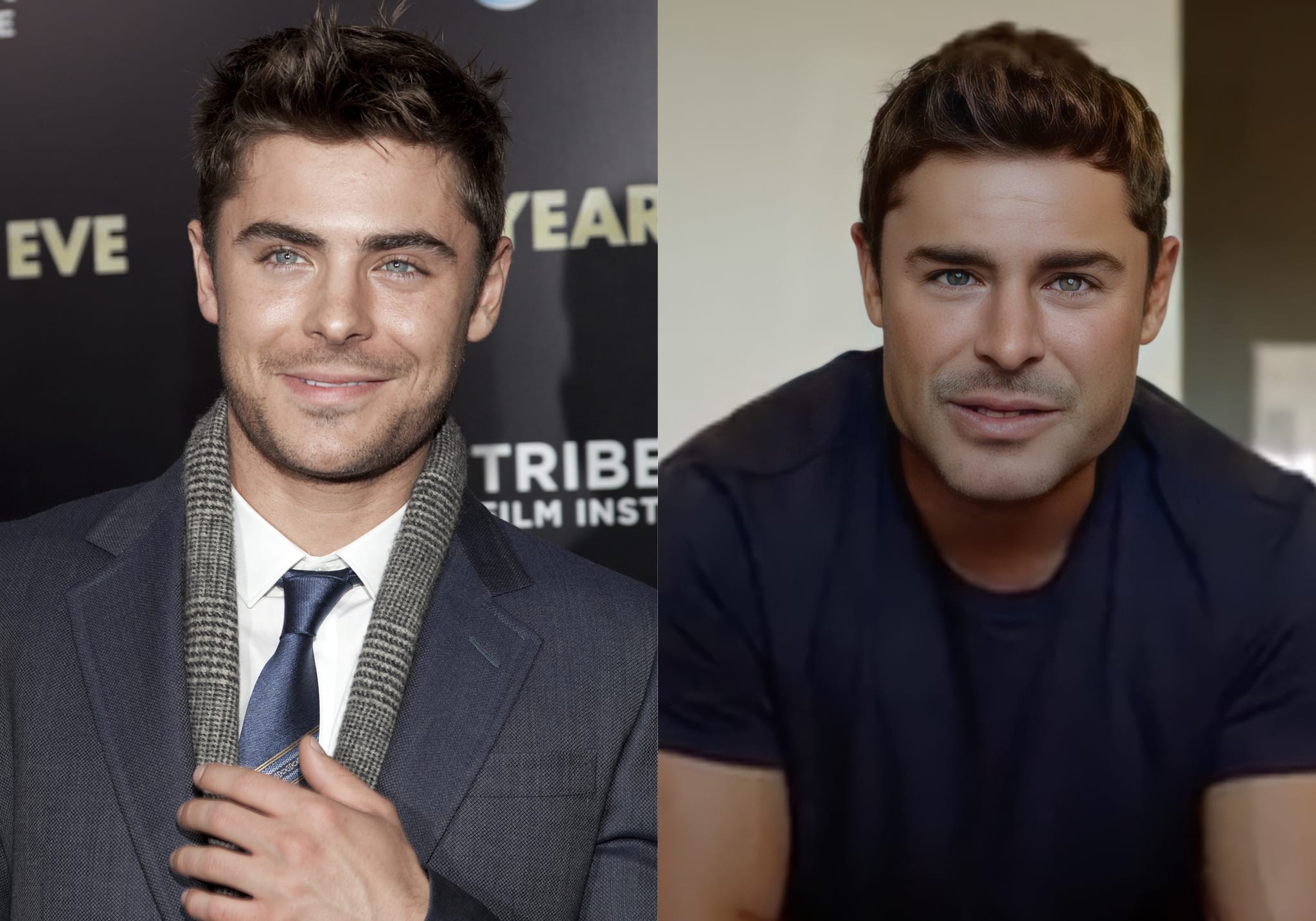 Zac Efron, pictured in 2011 (L) and 2021 (R), is rumored to have undergone plastic surgery on his jawline and lips