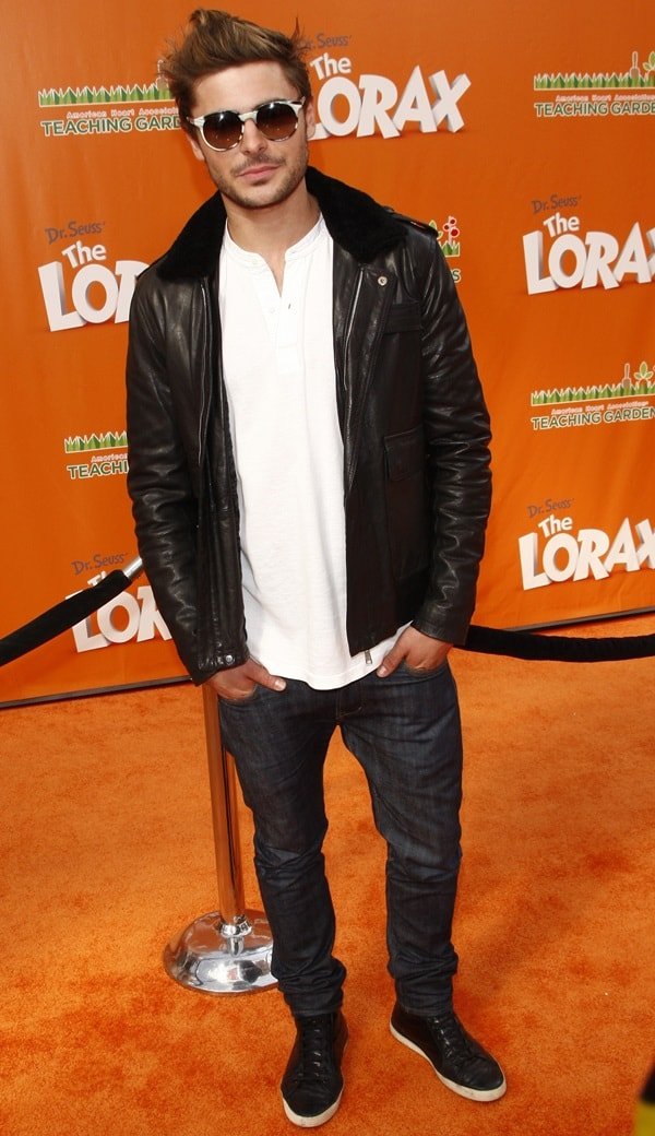 Zac Efron wears WeSC jeans at the premiere of 'Dr. Seuss' The Lorax'