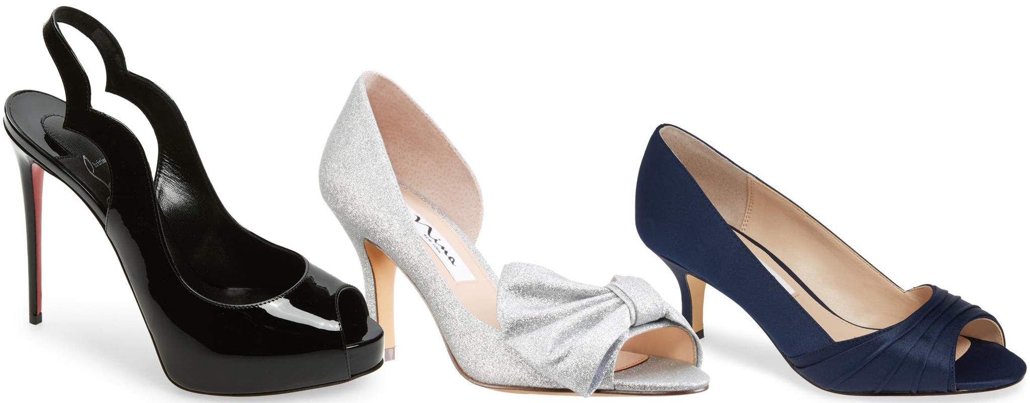 Peep-toe pumps have an open-toe design and can come in any heel height