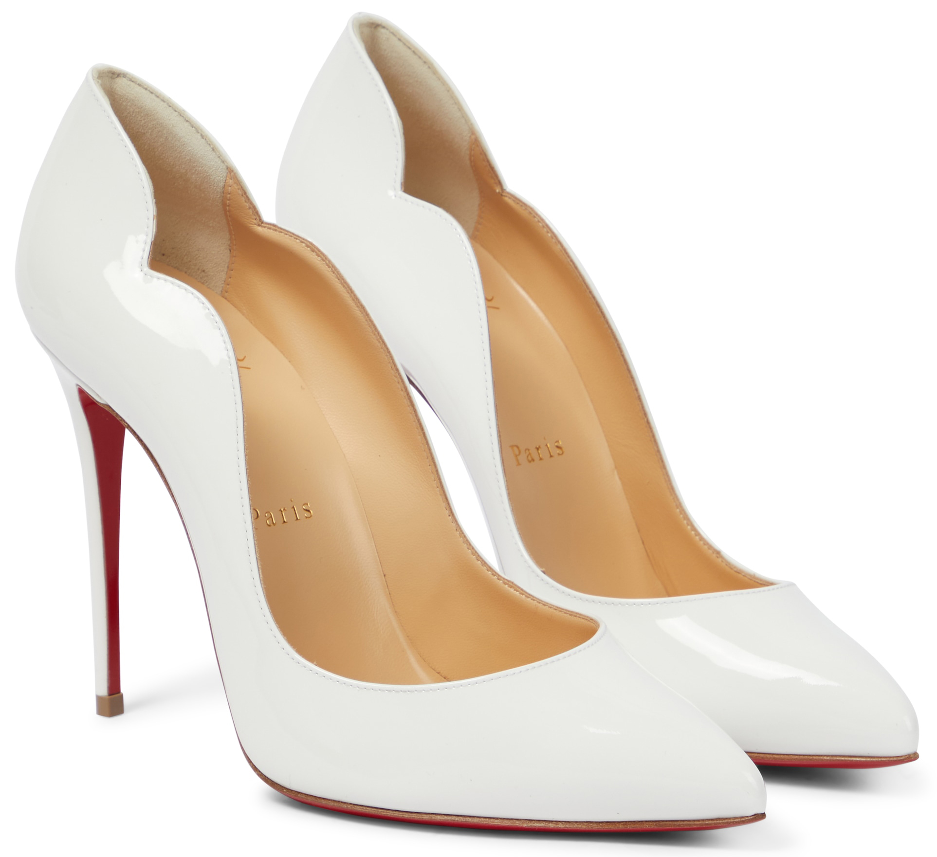 Christian Louboutin's Hot Chick features a classic pump silhouette updated with a notched, scalloped collar