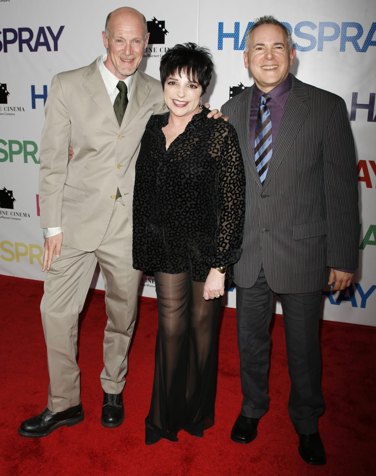 Producer Craig Zadan, Liza Minnelli, and producer Neil Meron arrive at the New York premiere of "Hairspray"