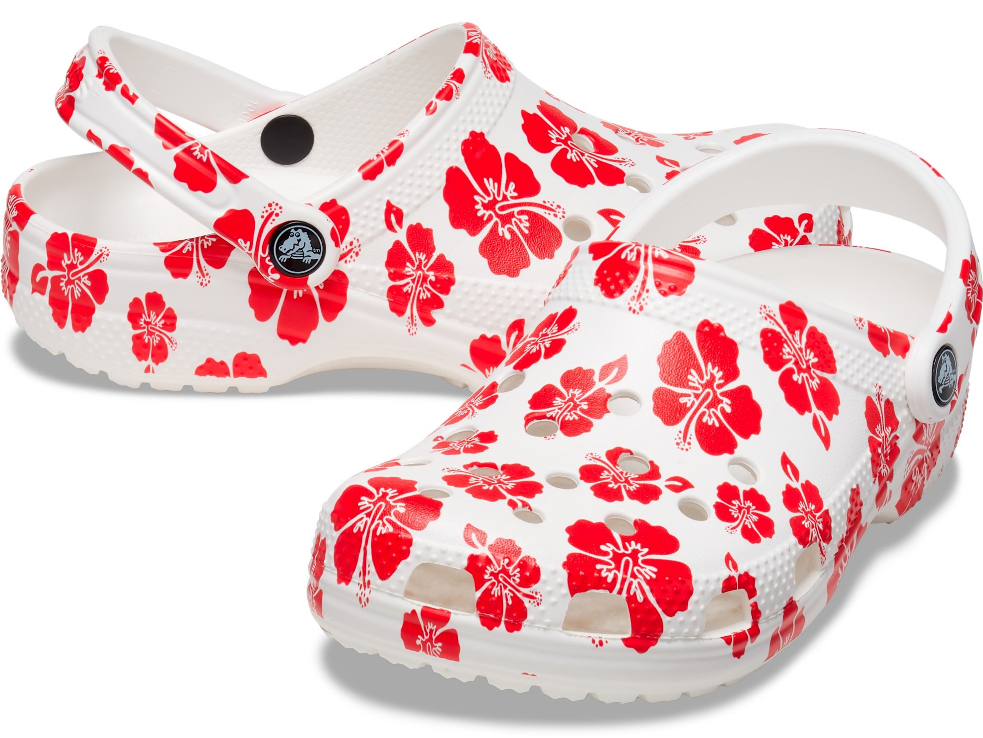 The iconic Crocs clogs designed with summery Hibiscus Flower prints