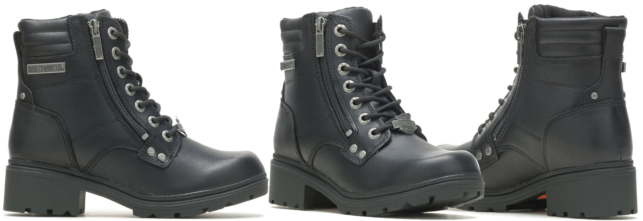 Harley Davidson's Inman Mills is a short leather lace-up boot with sturdy cement construction and functional zippers for style and fit