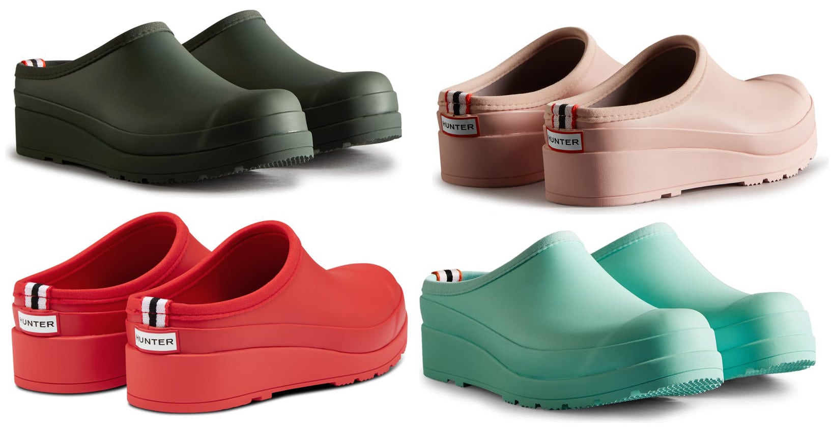 Hunter's comfy lightweight clogs are water-resistant and have soft lining and textured soles