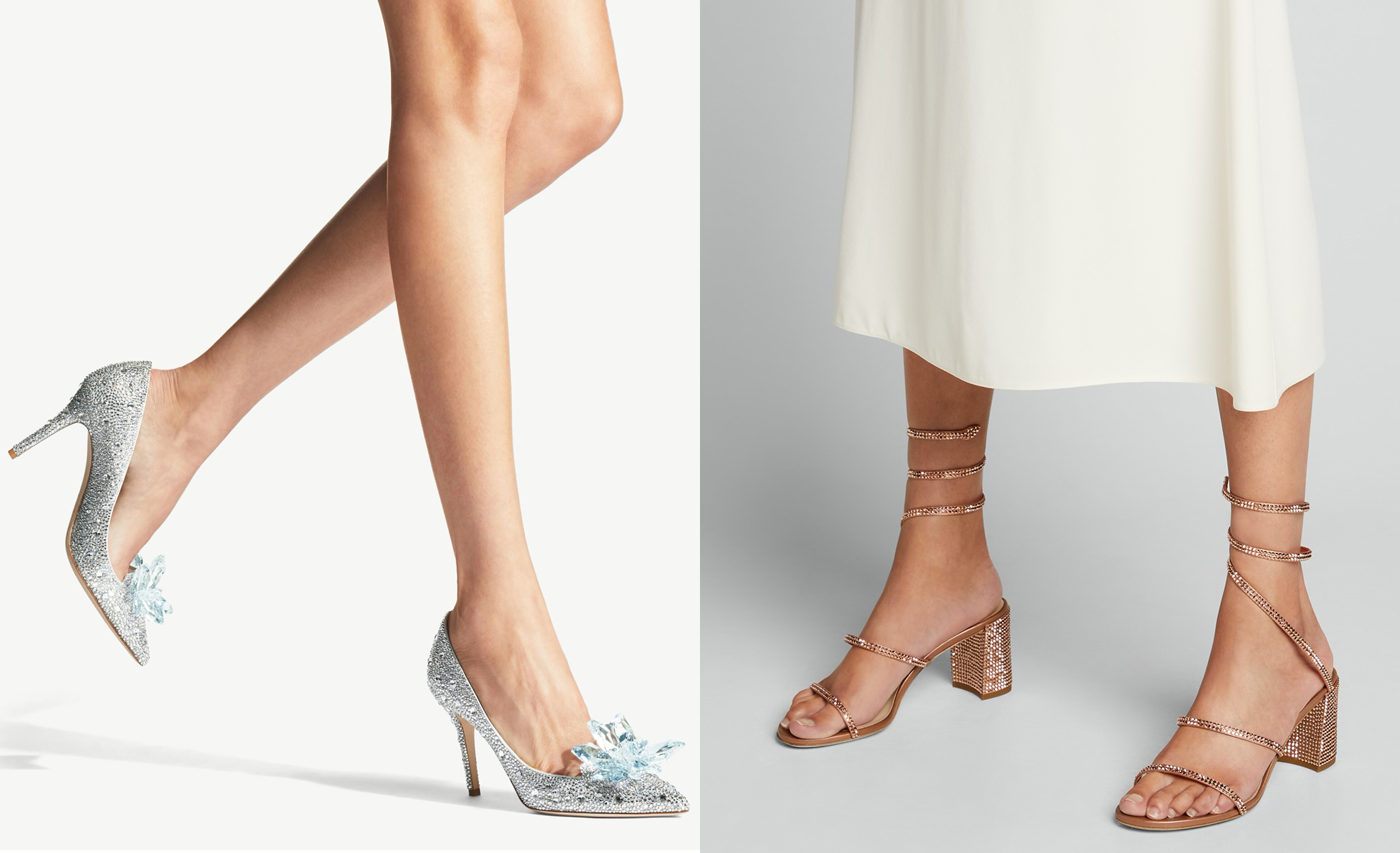 Crystal pumps and sandals from Rene Caovilla and Jimmy Choo