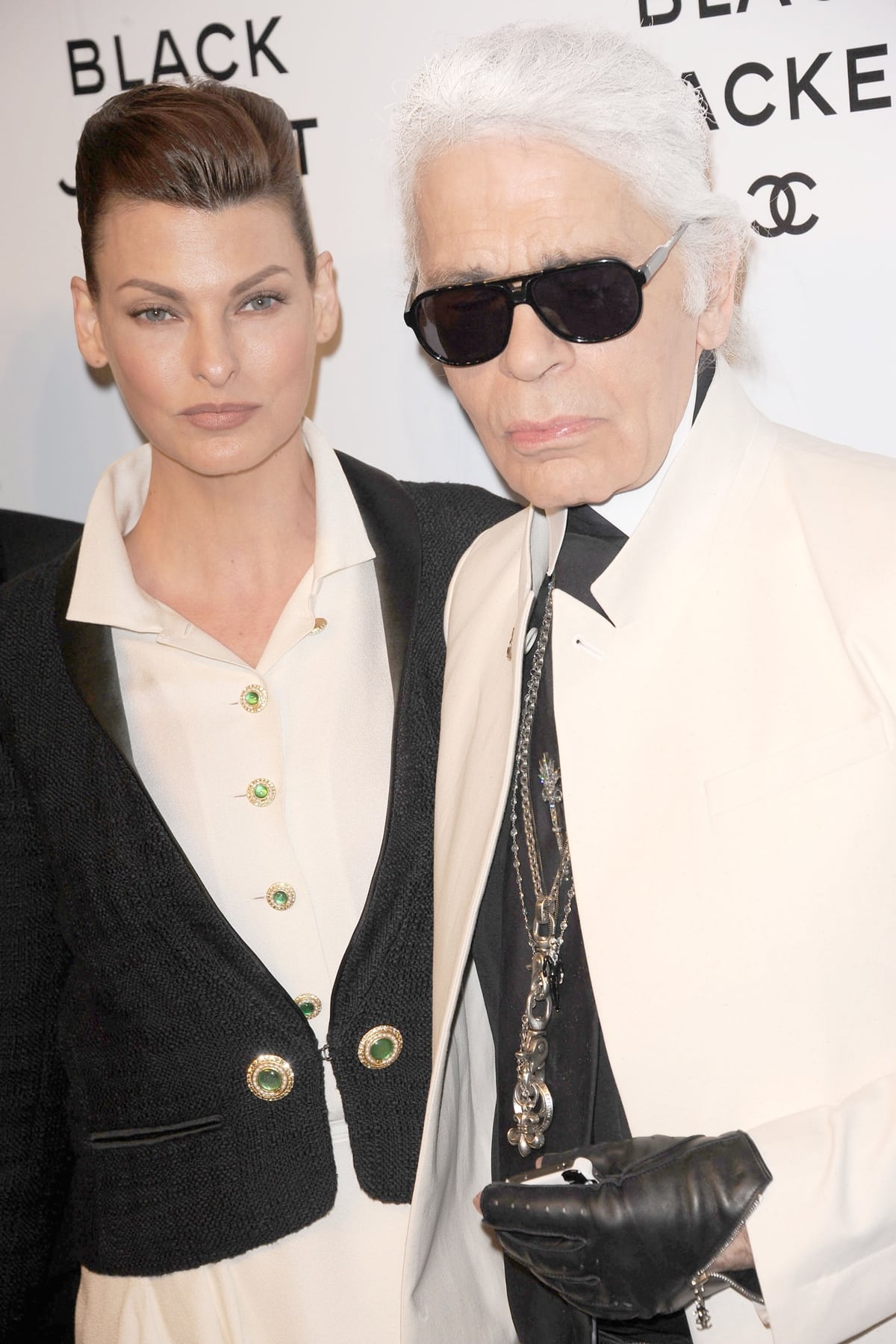 Karl Lagerfeld and Linda Evangelista attend Chanel's: The Little Black Jacket Event