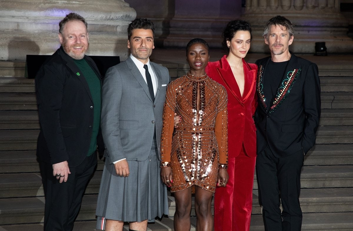 David Ganly, Oscar Isaac, Ann Akinjirin, May Calamawy, and Ethan Hawke arrive at the "Moon Knight" premiere