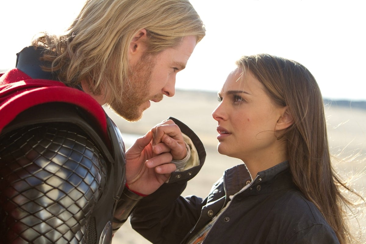 Chris Hemsworth as Thor and Natalie Portman as Jane Foster in the 2011 American superhero film Thor