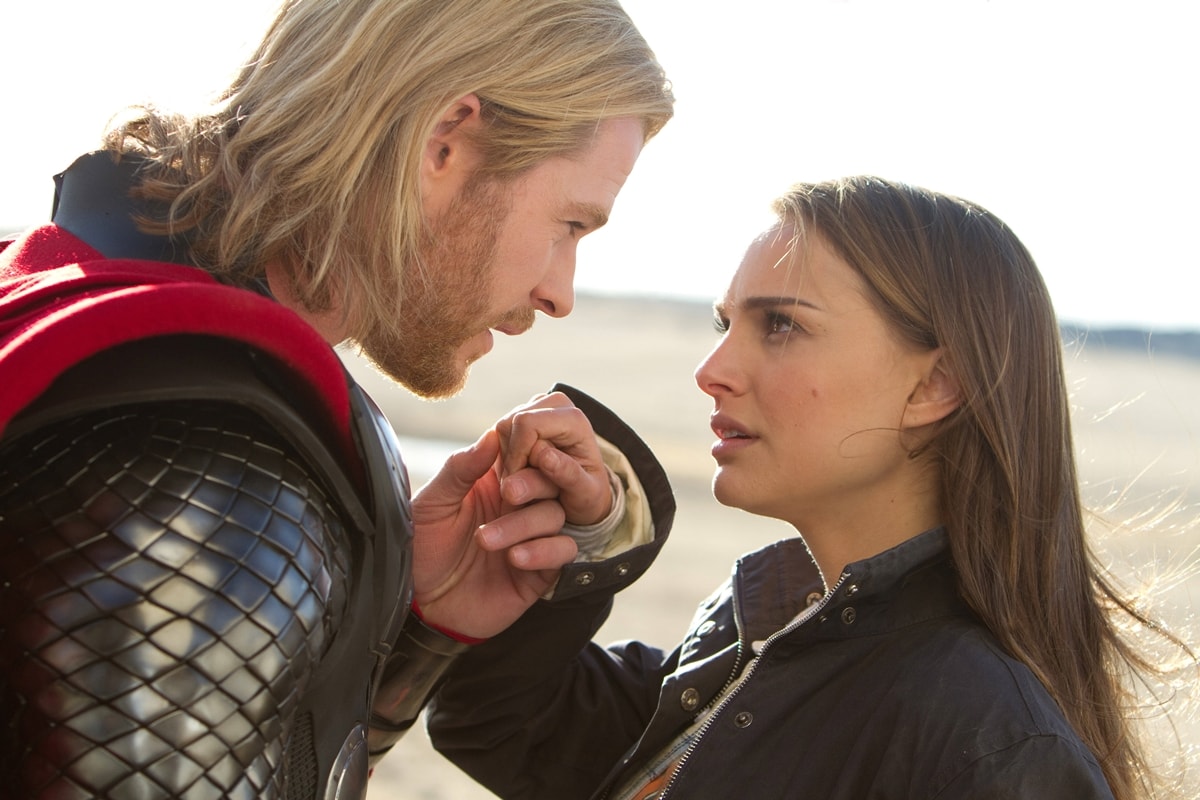 Chris Hemsworth as Thor and Natalie Portman as Jane Foster in the 2011 American superhero film Thor