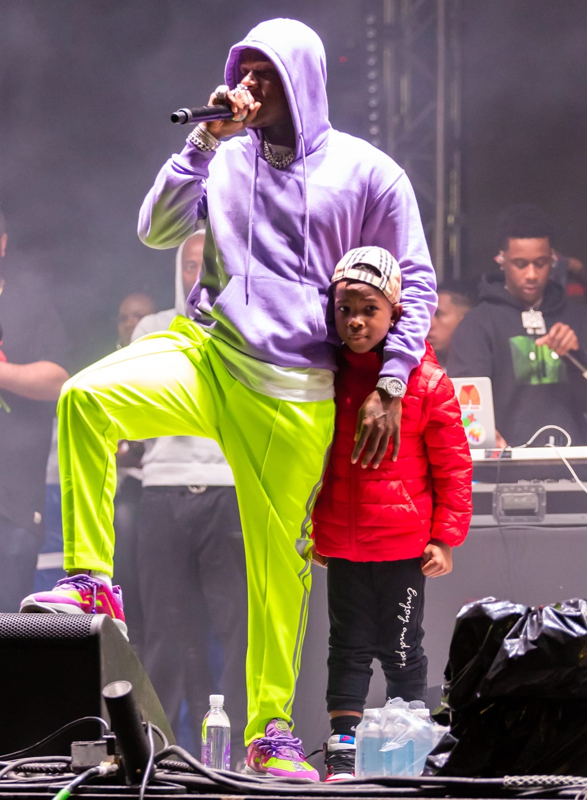 Rapper DaBaby performs with his son on stage at Vewtopia Music Festival 2020