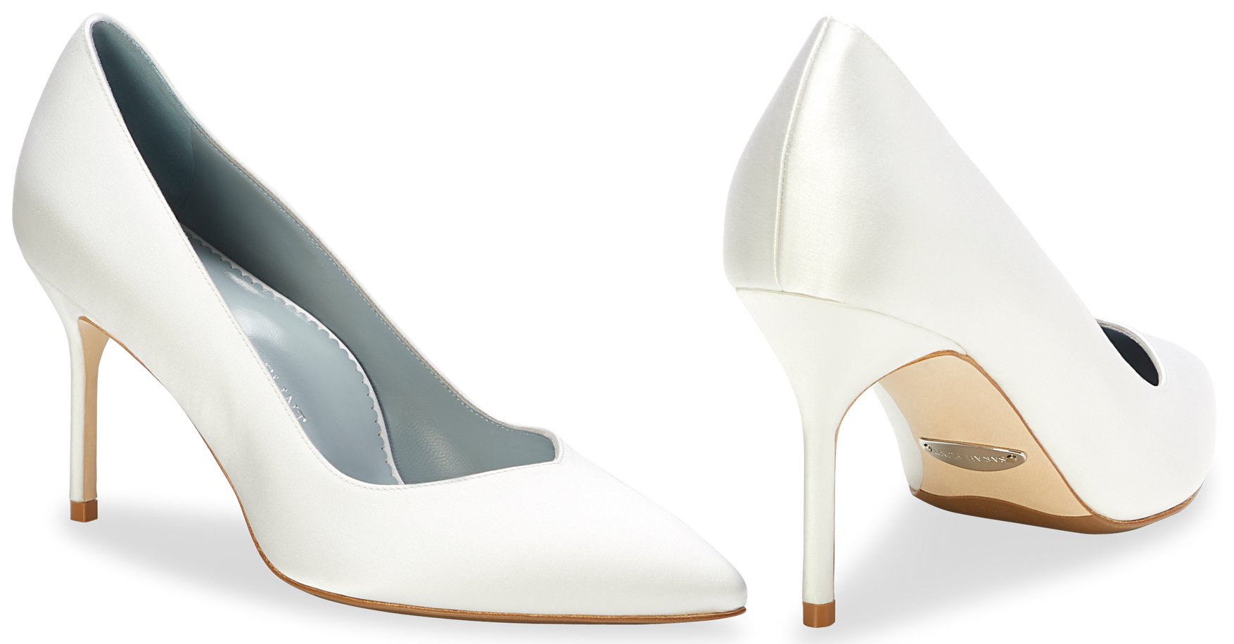 Literally the perfect wedding pump, this Sarah Flint design is made from water-resistant satin and features extra padding, anatomical arch support, and a wider toe box