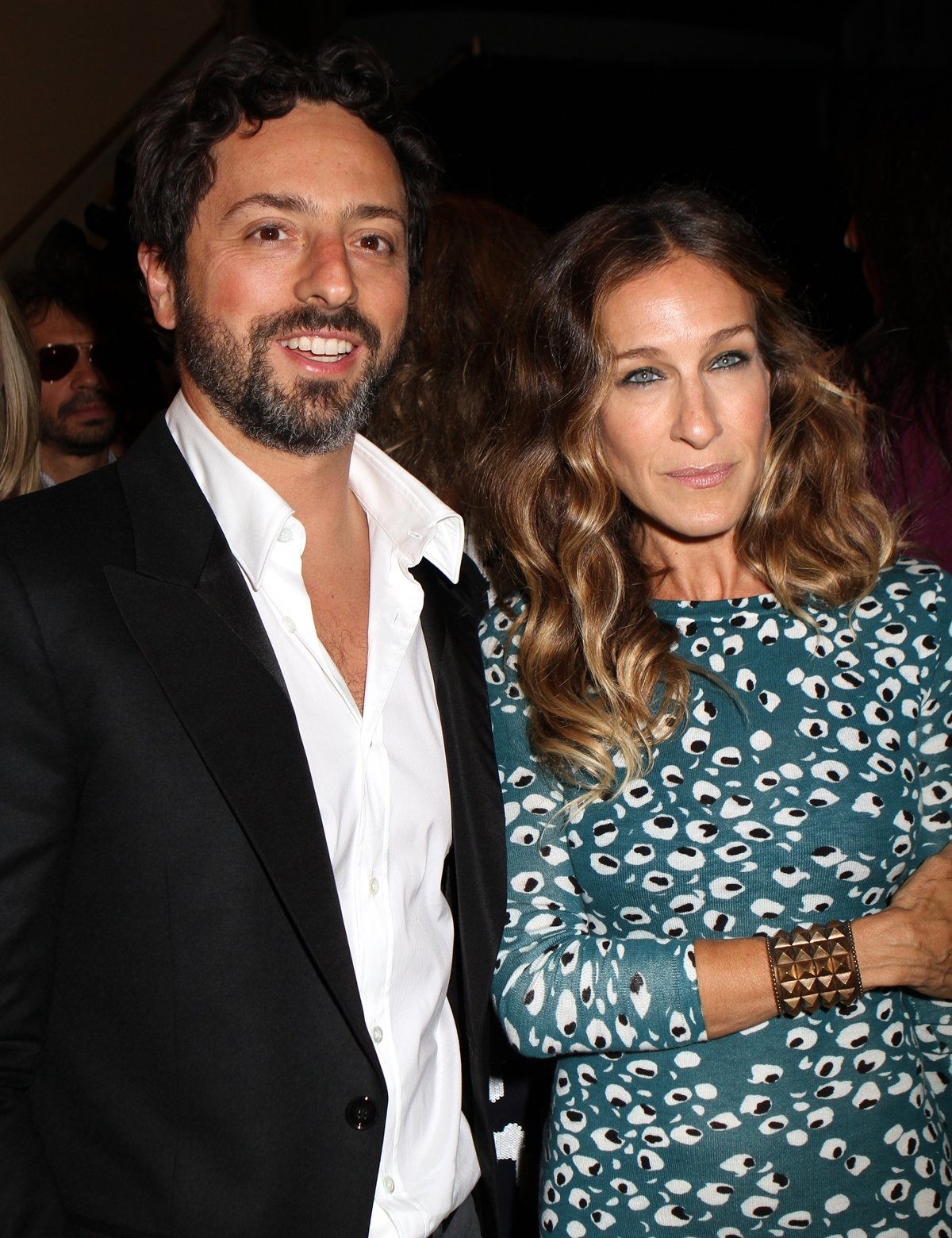 Google co-founder Sergey Brin and actress Sarah Jessica Parker at the Diane Von Furstenberg Spring 2013 fashion show during Mercedes-Benz Fashion Week