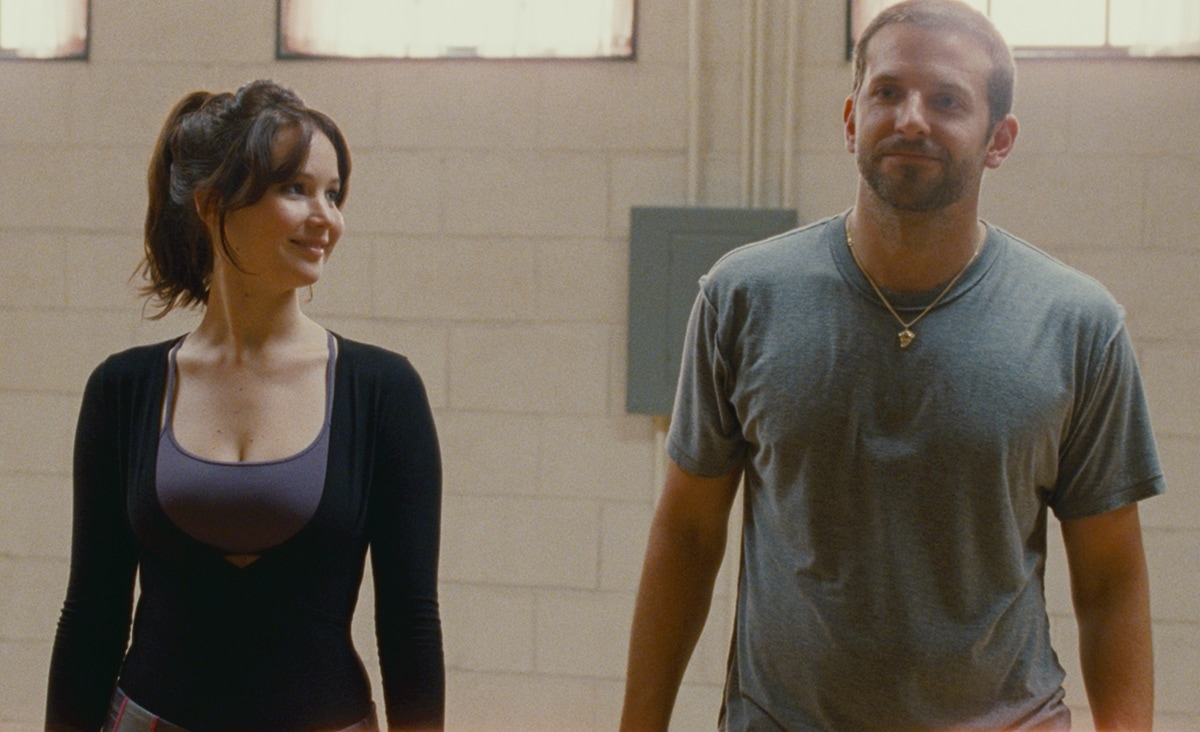 Bradley Cooper as former teacher and recent divorcee Patrizio 'Pat' Solitano Jr. and Jennifer Lawrence as young widow Tiffany Maxwell in the 2012 American romantic comedy-drama film Silver Linings Playbook