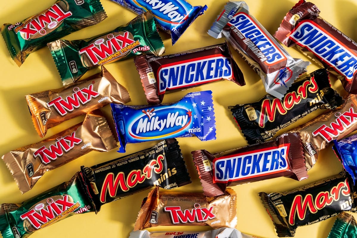 Snickers, Mars, Twix, and Milky Way are all chocolate bars made by the American company Mars