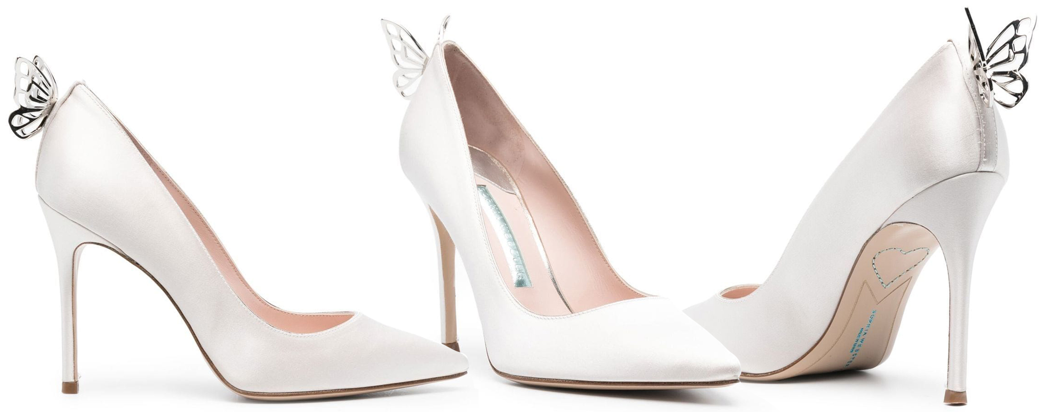 Sophia Webster's Mariposa pumps are feminine and refined in ivory satin with a romantically placed small butterfly at the heel