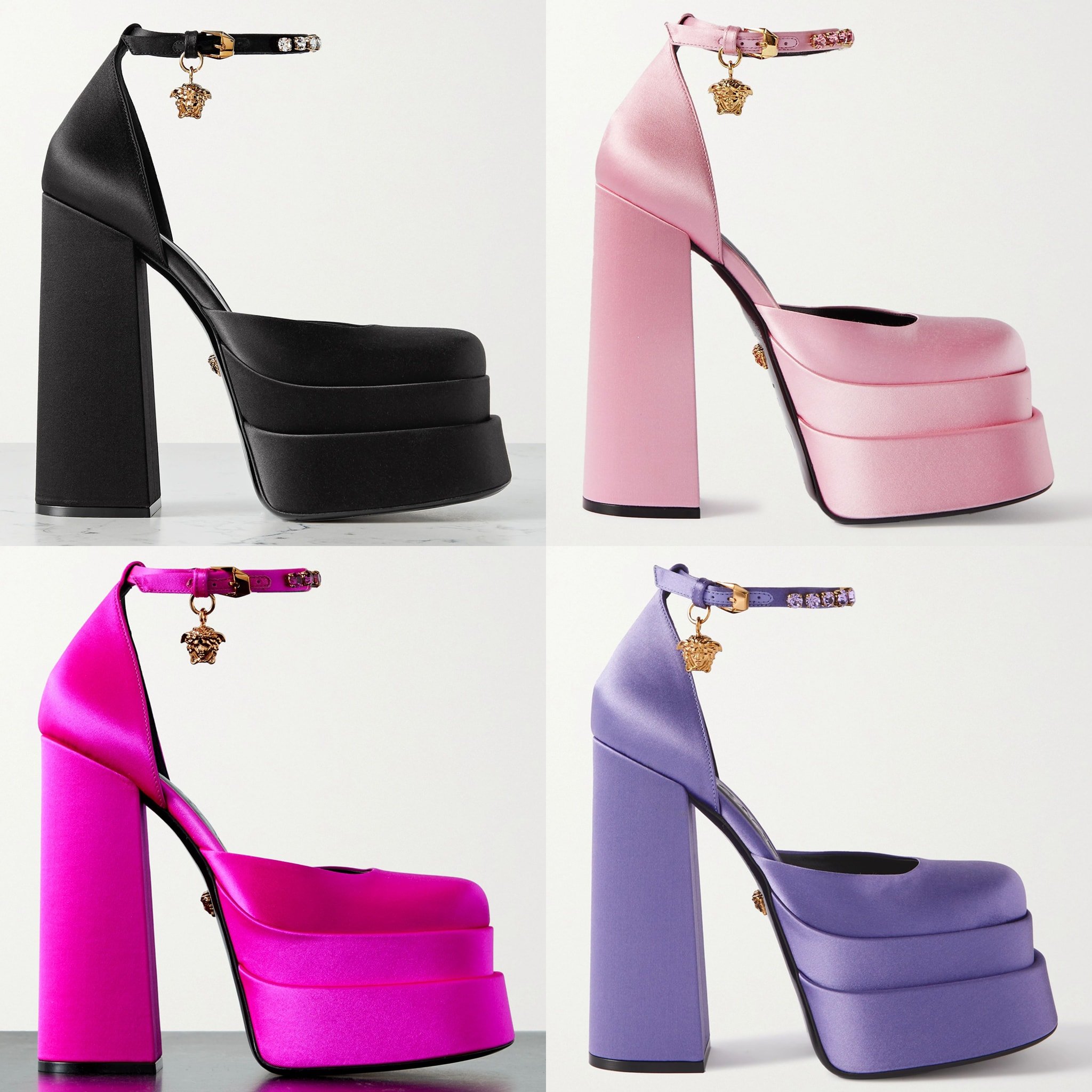 Not only are the Medusa Aevitas chic, but they also add height with stacked platforms and 6-inch towering block heels
