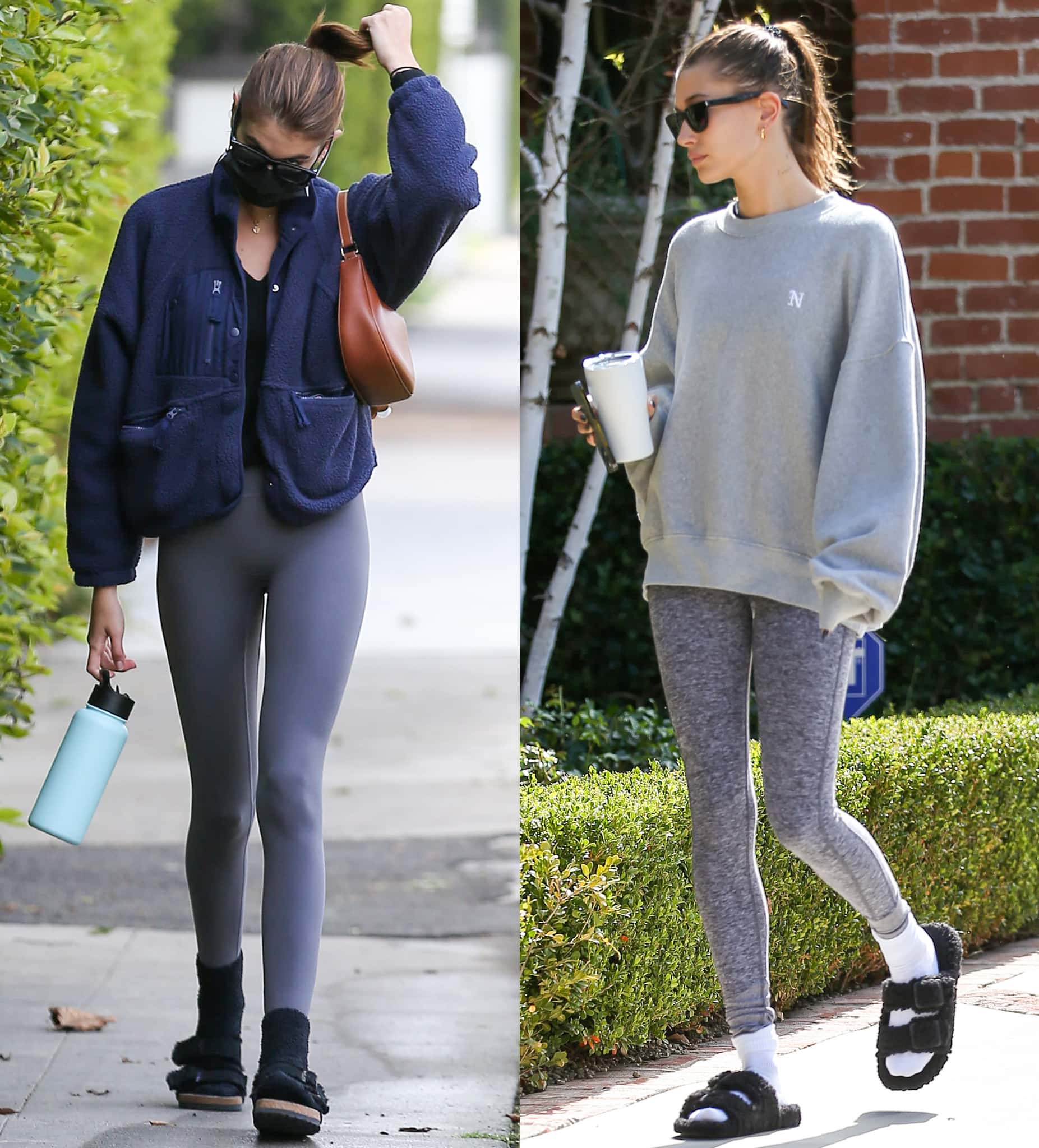 Kaia Gerber and Hailey Bieber show how to wear socks with slip-on slides