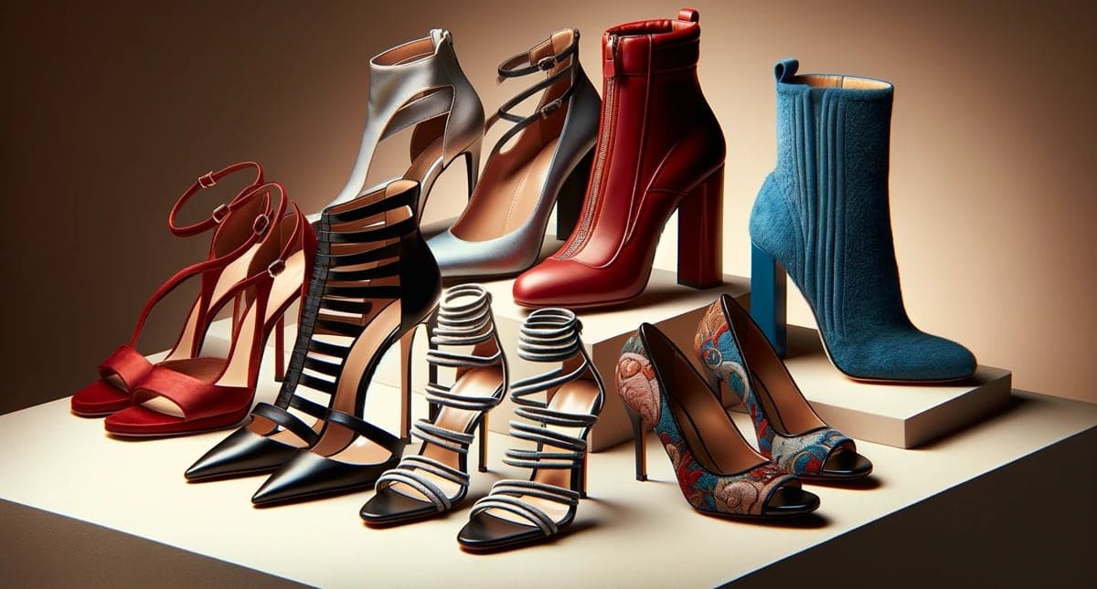 Explore the elegance and versatility of footwear with this diverse collection of heels, ranging from classic stilettos to comfortable block heels, each style offering a unique blend of fashion and functionality