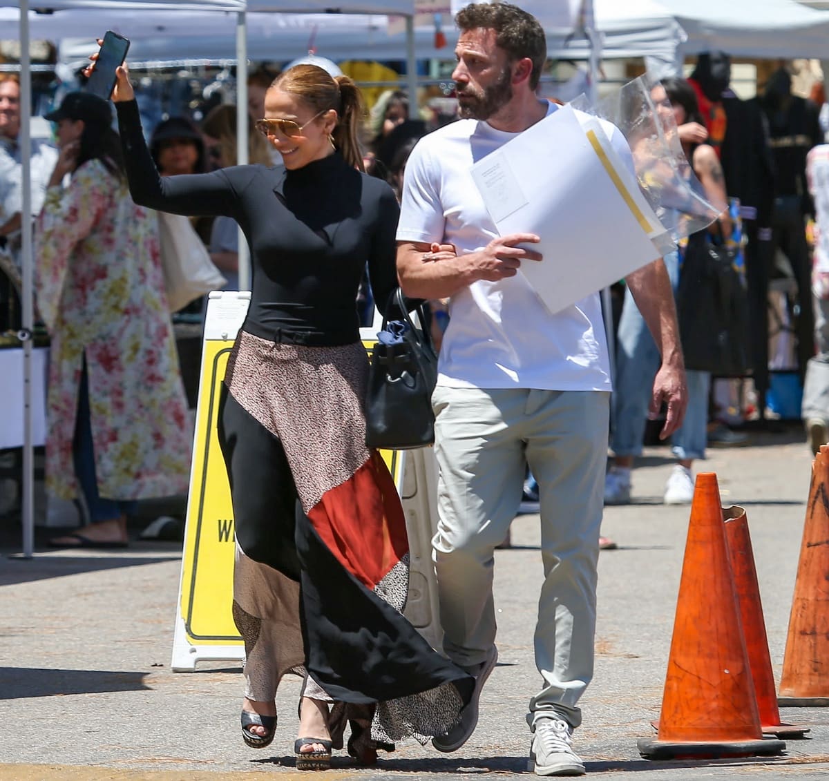 Jennifer Lopez and Ben Affleck taking a stroll at the Melrose Trading Post