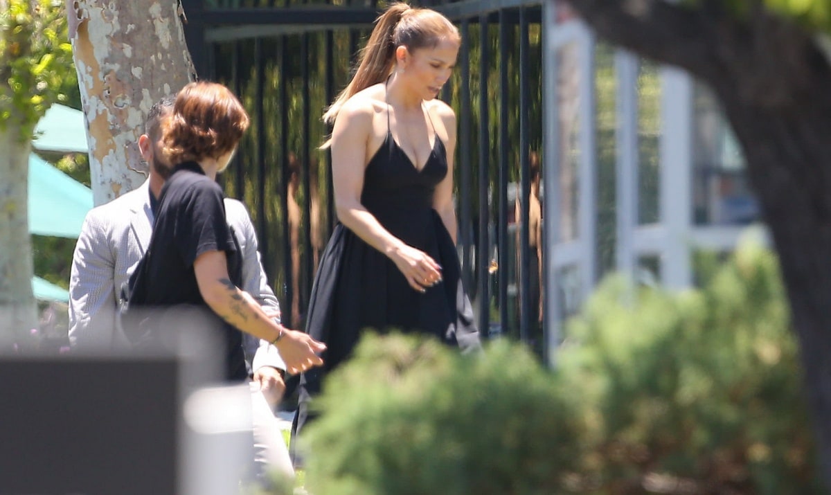 Jennifer Lopez in a sexy black dress while out in Los Angeles