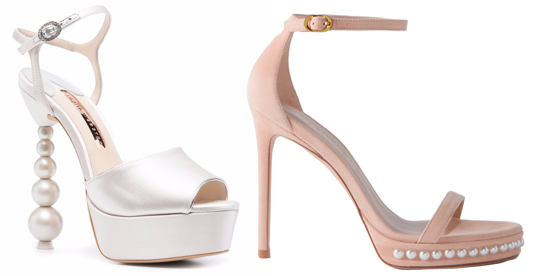 Sophia Webster Natalia Pearl Heel; Stuart Weitzman NudistDisco Faux Pearl-Embellished Platform Suede Sandal