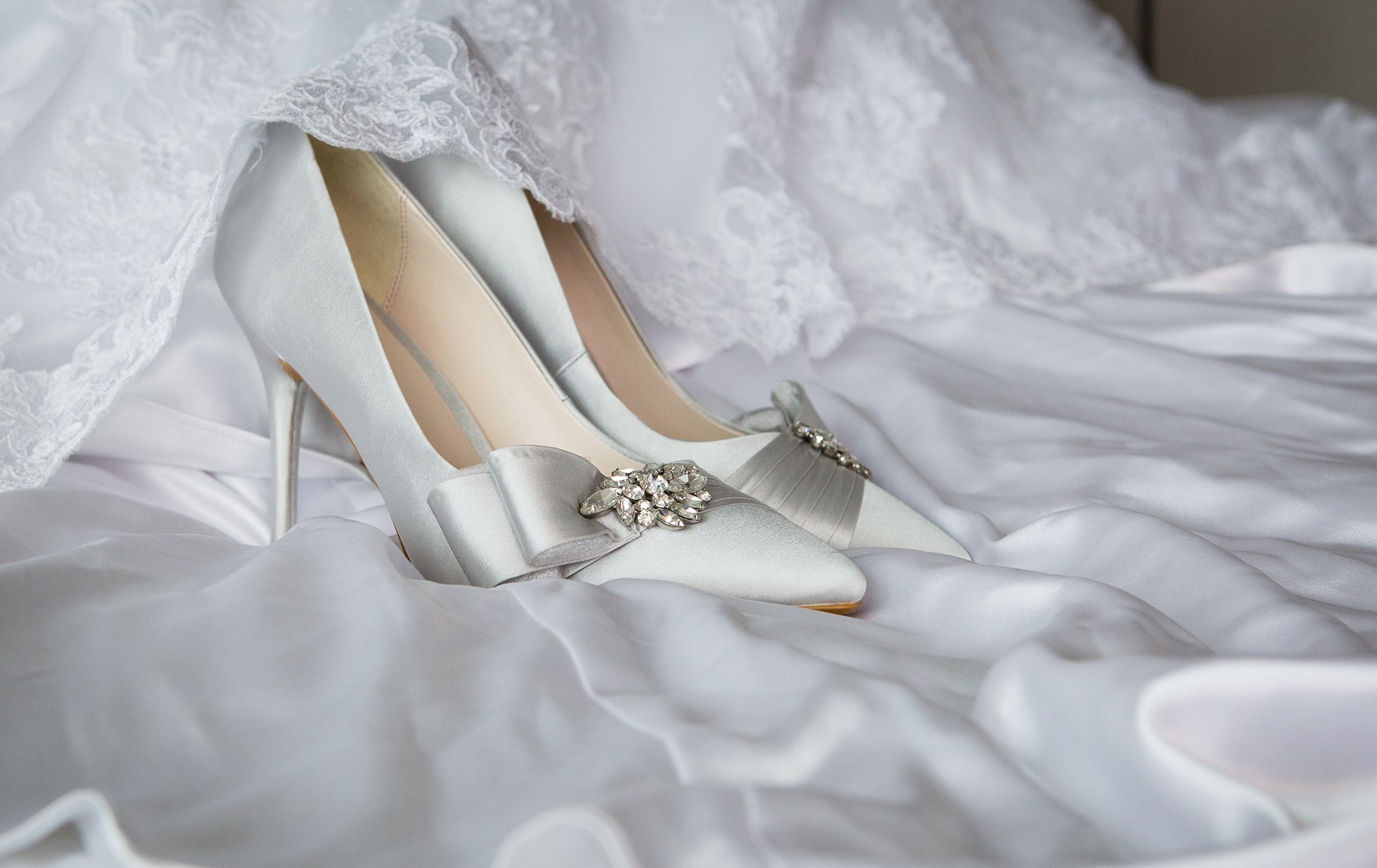 Satin shoes are popular among brides because of the minimalistic, effortless elegance