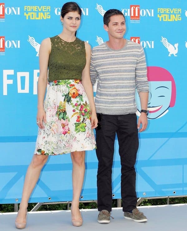 Alexandra Daddario and Logan Lerman attend the photo call for Percy Jackson: Sea of Monsters