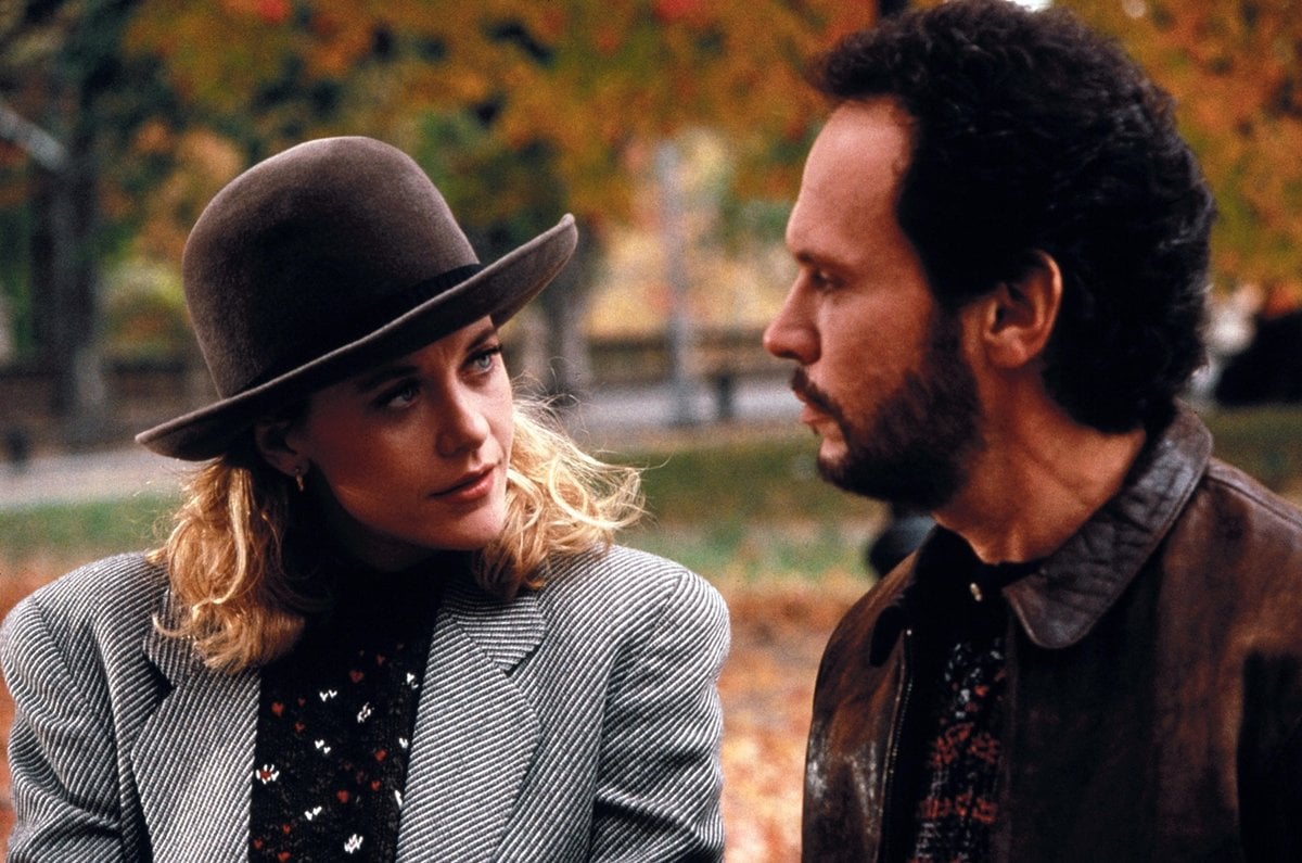 Billy Crystal as Harry Burns and Meg Ryan as Sally Albright in the 1989 American romantic comedy-drama film When Harry Met Sally...